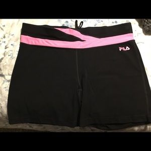 Black and a Pink Fila Shorts